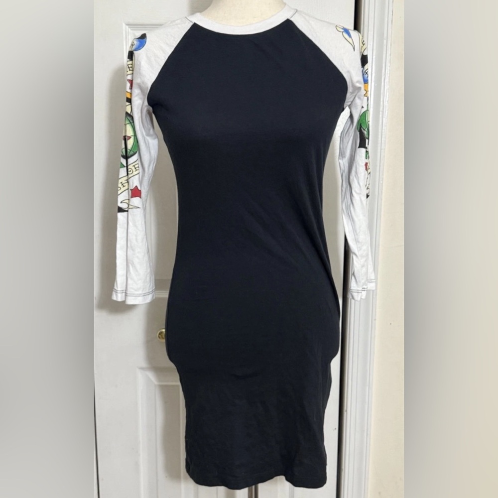 Ed Hardy Dress Bodycon 3/4 Sleeve Death Before Dishonor Size Medium